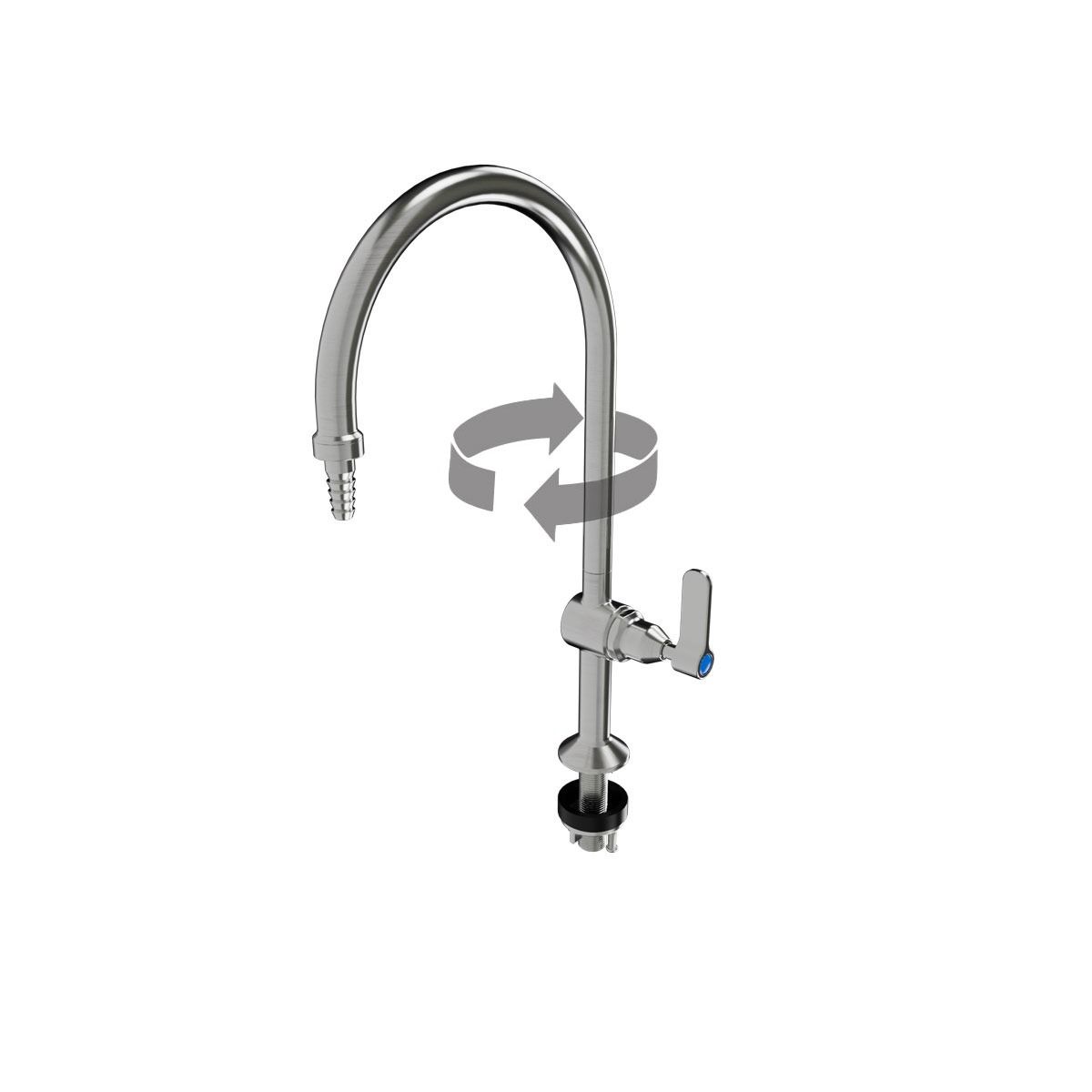 3Monkeez Lever Handle Type 16 Laboratory Tap with Swivel Spout and Tube Nozzle - T-3MSS-LABLSG16-TN