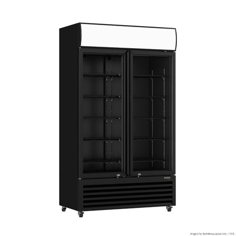Thermaster 1000L Colourbond Upright Beverage Fridge 2 Doors Black LG-1000BP