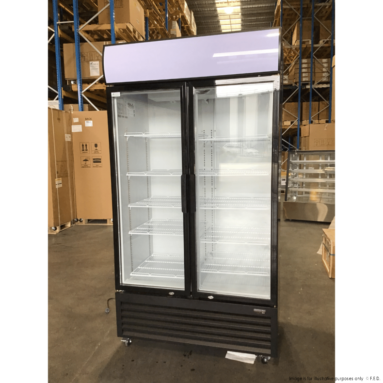 Ex-Showroom: Thermaster Colourbond Upright Beverage Fridge 2 Doors Black - LG-1000BP-QLD264