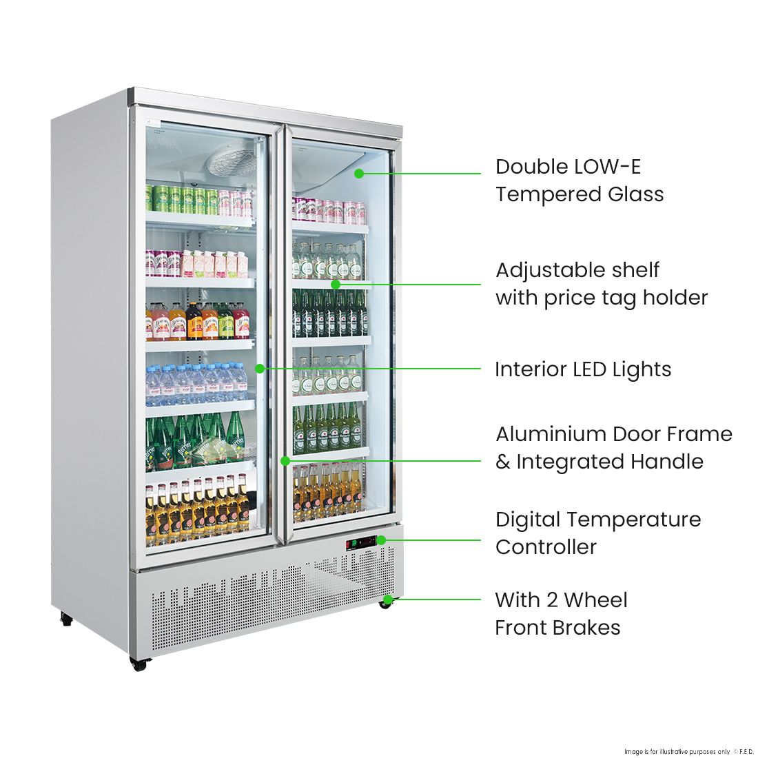 Thermaster Double Door Supermarket Fridge LG-1000GBM