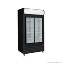 Thermaster 1000L Two Sliding Glass Door Colourbond Upright Drink Fridge Black LG-1000SDBP