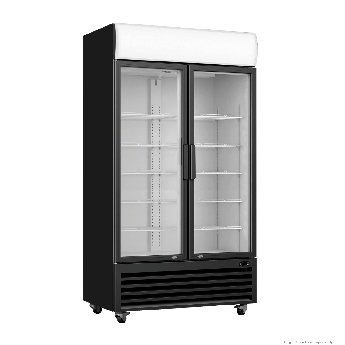 Thermaster Large Two Glass Door Colourbond Upright Drink Fridge LG-1200BP