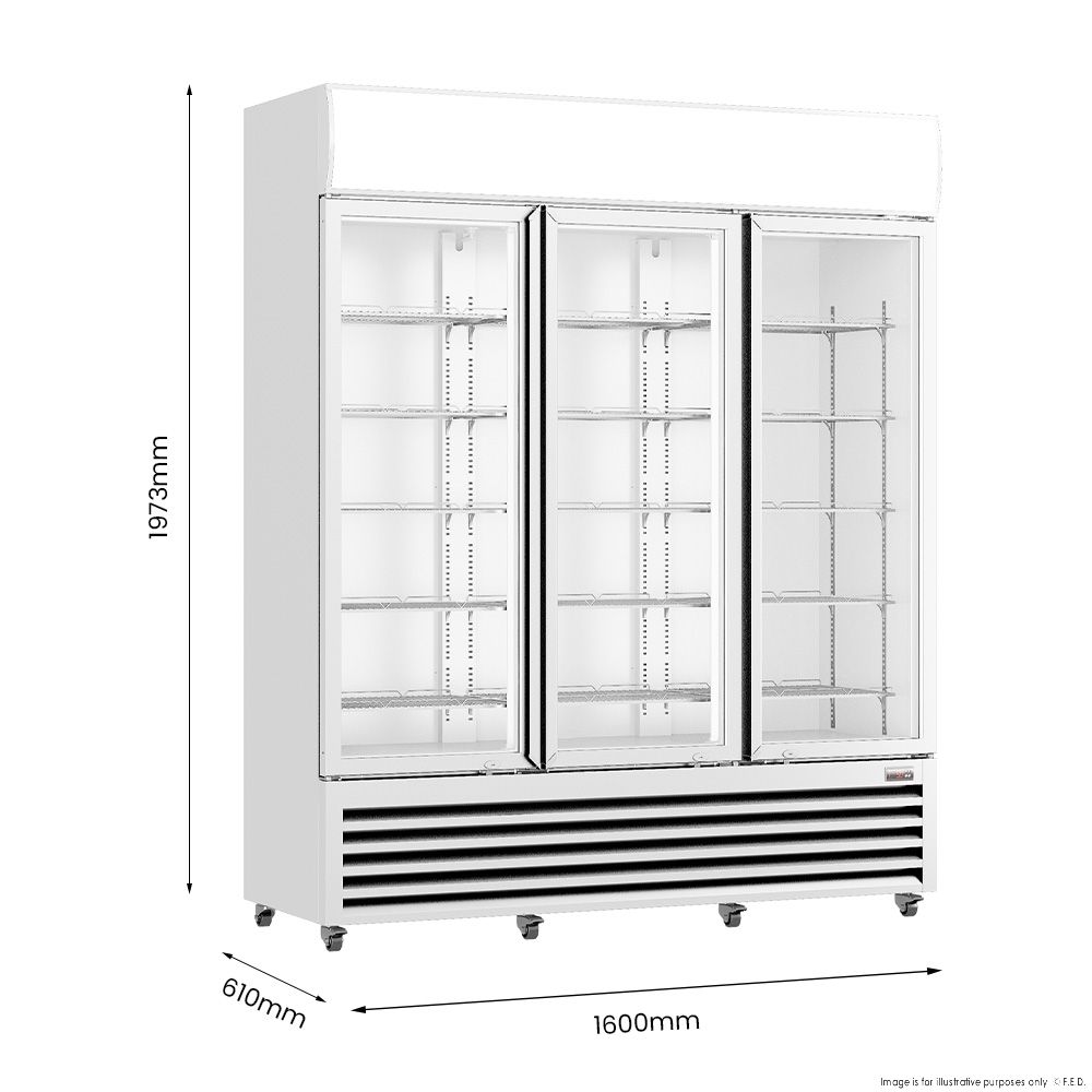 Thermaster 1200L Three Glass Door Colourbond Upright Drink Fridge LG-1203P