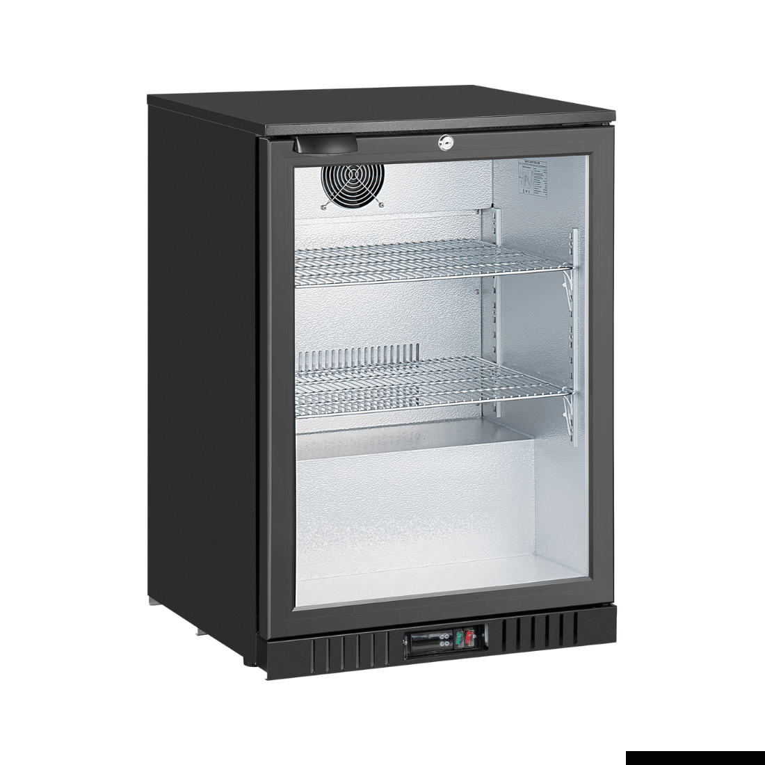 Thermaster Under Bench Single Tropicalised Heated Glass Door Bar Cooler with Heater Switch - LG-138TD