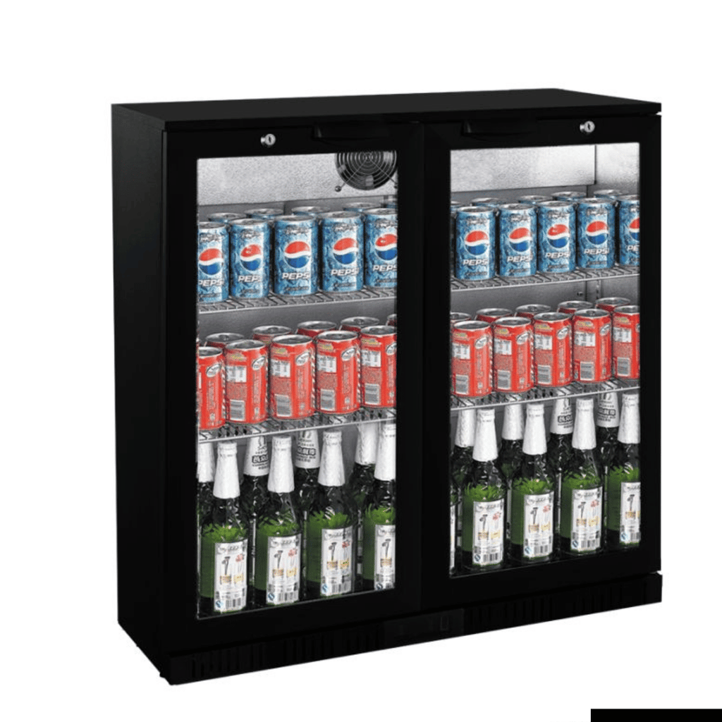 Thermaster Under Bench Double Tropicalised Heated Glass Doors Bar Cooler with Heater Switch - LG-208TD