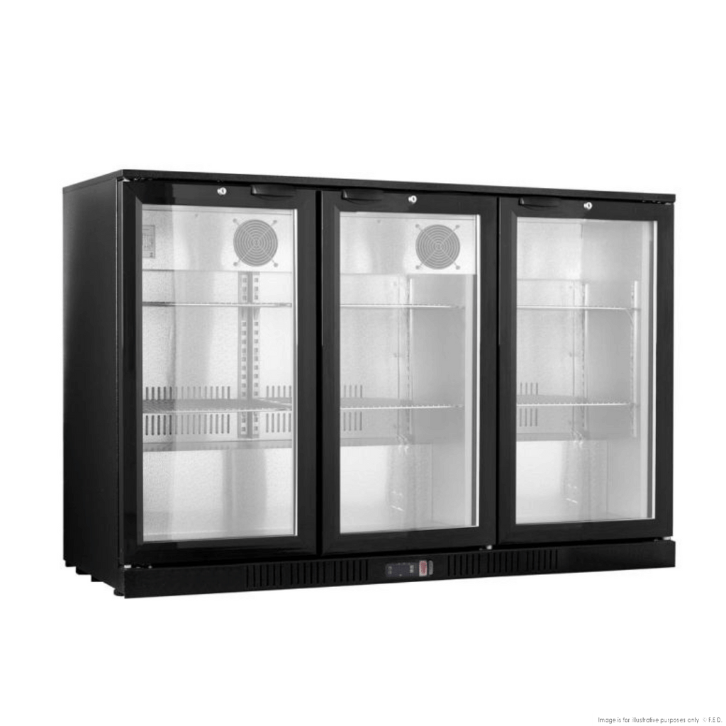 Thermaster Under Bench Three Tropicalised Heated Glass Doors Bar Cooler with Heater Switch - LG-330TD