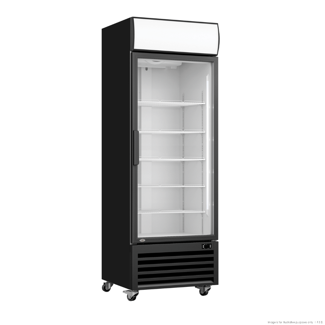 Thermaster 540L Single Glass Door Black Colourbond Upright Drink Fridge LG-540BP