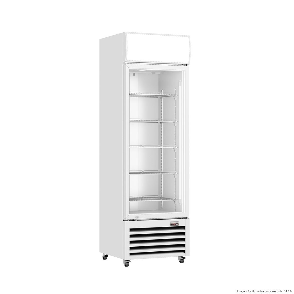 Thermaster 540L Single Glass Door Colourbond Upright Drink Fridge White LG-540P