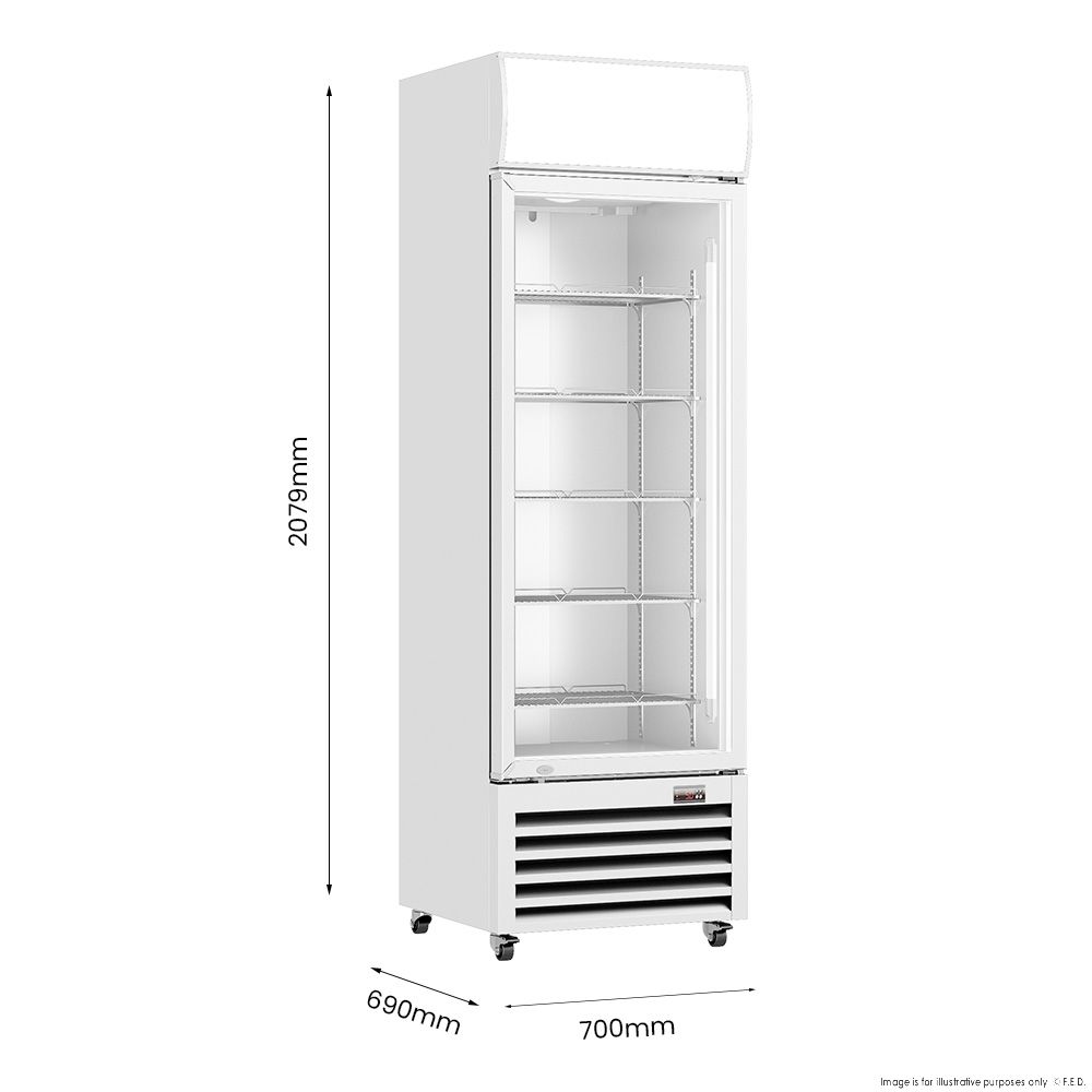 Thermaster 540L Single Glass Door Colourbond Upright Drink Fridge White LG-540P