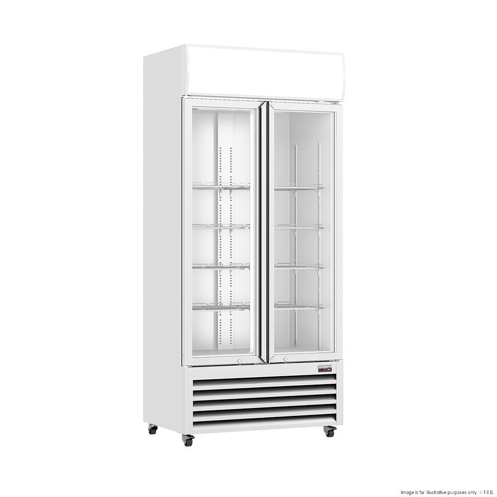 CLEARANCE - Thermaster Double Glass Door Colourbond Upright Drink Fridge - LG-580P-VIC1046
