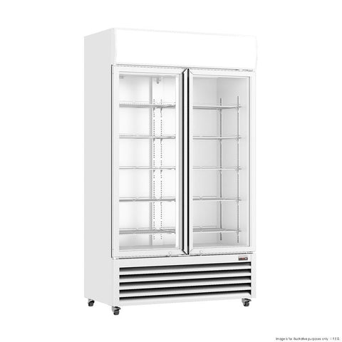 CLEARANCE - Thermaster 730L Two Glass Door Colourbond Upright Drink Fridge LG-730P