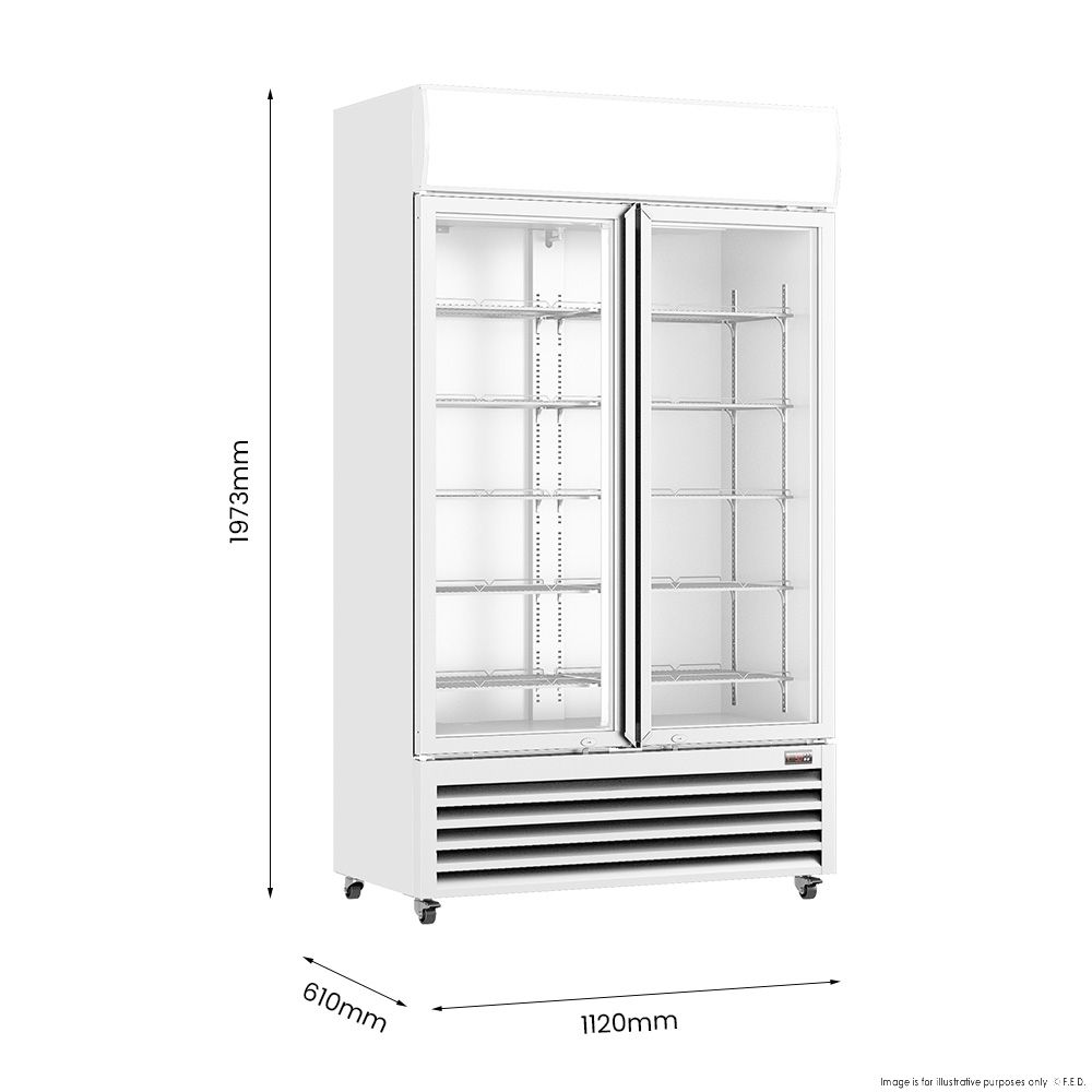 CLEARANCE - Thermaster 730L Two Glass Door Colourbond Upright Drink Fridge LG-730P