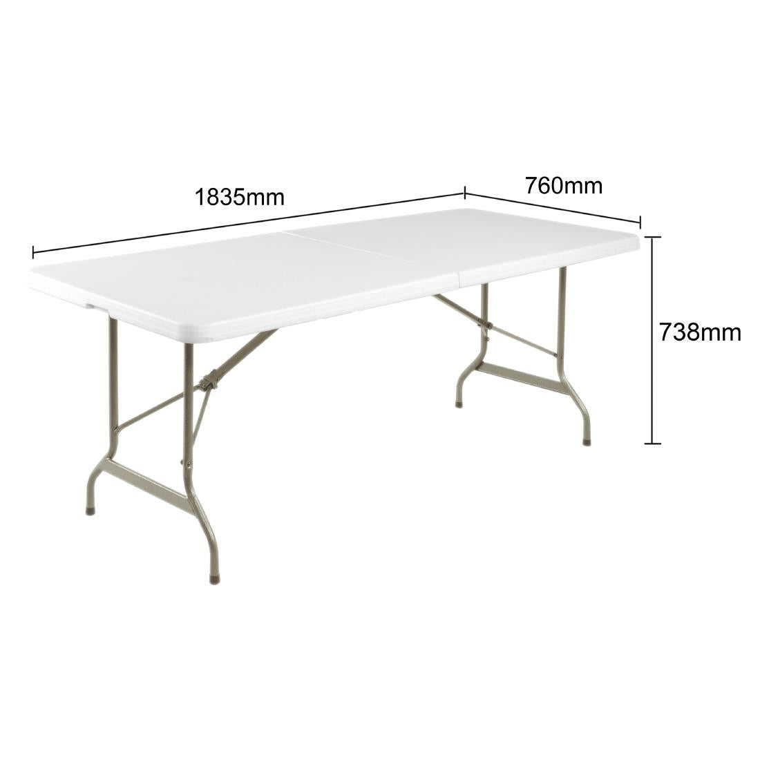 Bolero Rectangular Centre Folding Table 6ft White - LL001