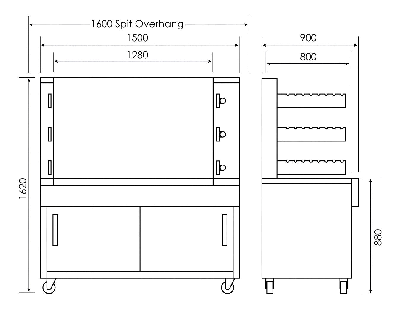 M28C 3 Tier Charcoal Rotisserie