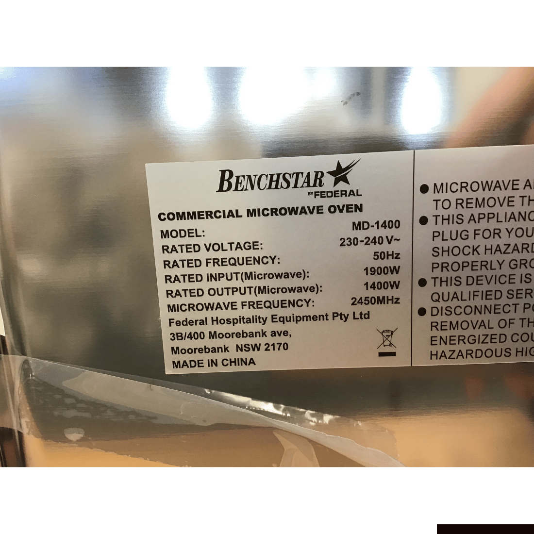 2NDs: Benchstar Stainless Steel Microwave Oven - MD-1400-QLD373