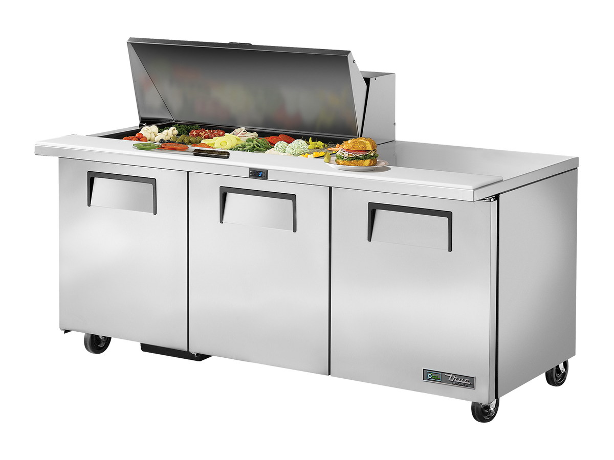 TRUE 3 Mega-Top Solid Door Sandwich/Salad Fridge 1830mm Width - TSSU-72-18M-B-HC