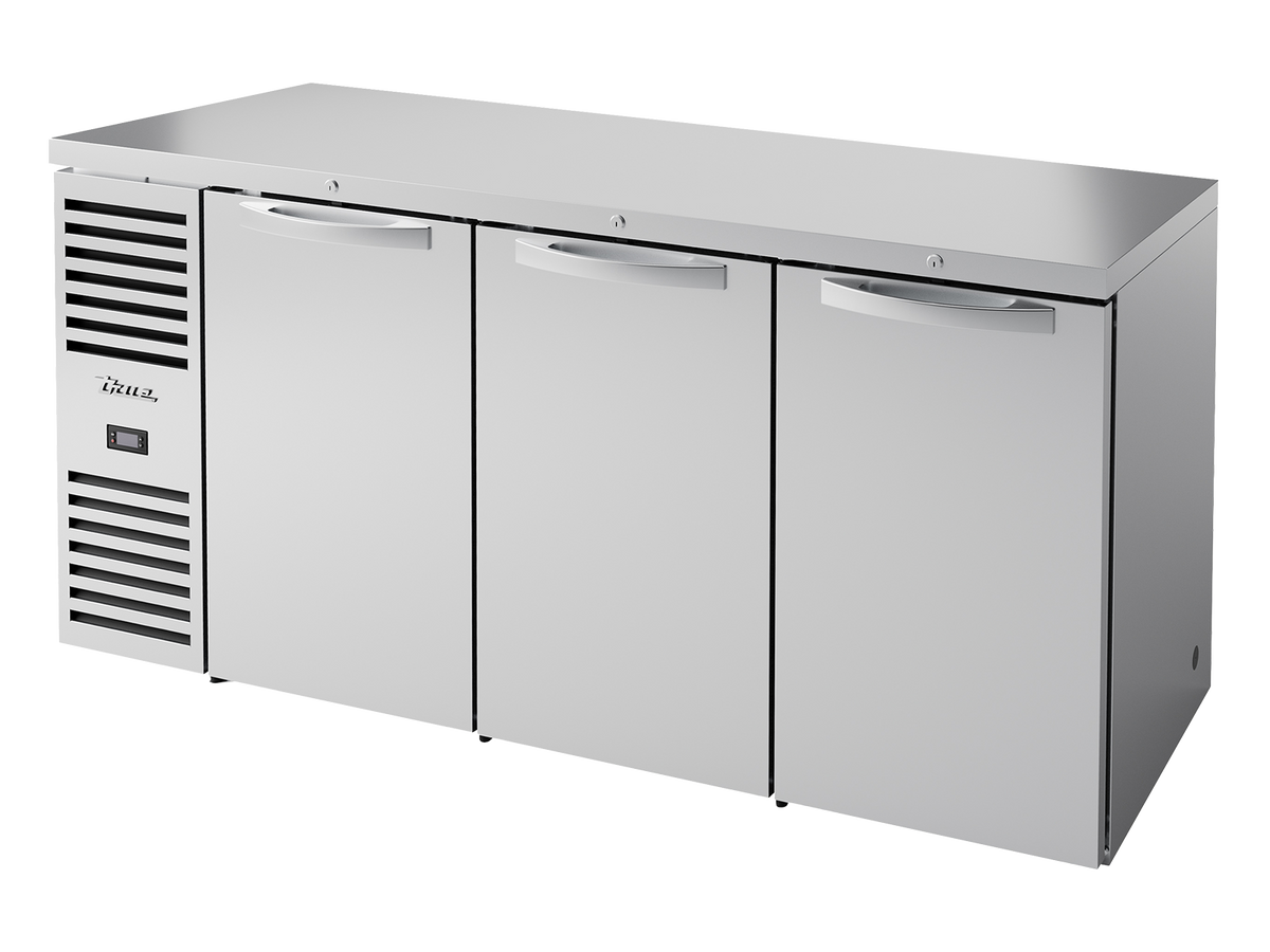 TRUE Reach-In Single Zone 3 Solid Swing Door Undercounter Refrigerator - Stainless - TBR72-RISZ1-L-S-SSS-2