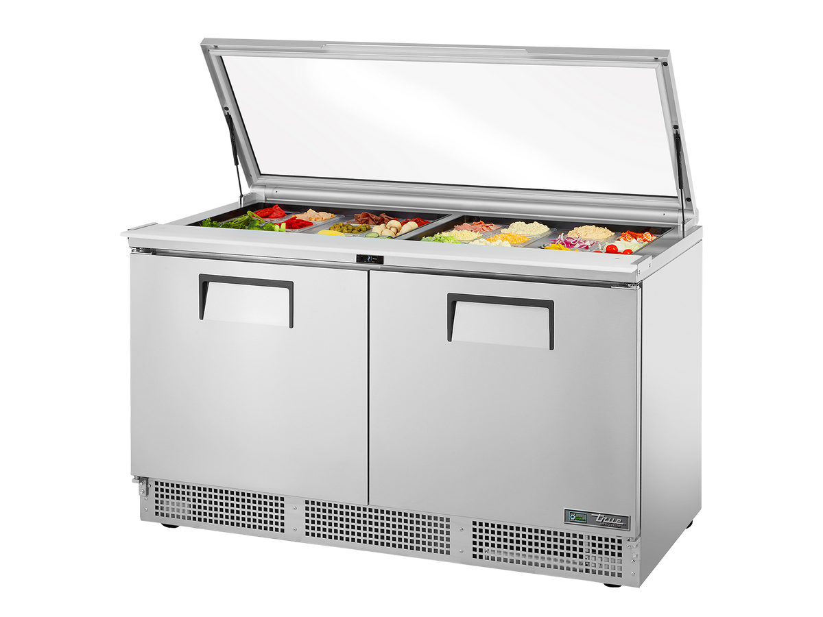 TRUE 2 Door Food Prep Unit with Flat Glass Lid - TFP-64-24M-FGLID-HC
