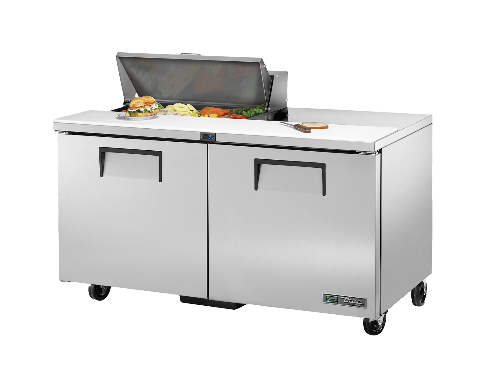 TRUE 2 Solid Door Sandwich/Salad Fridge 1530mm Width - TSSU-60-08-HC