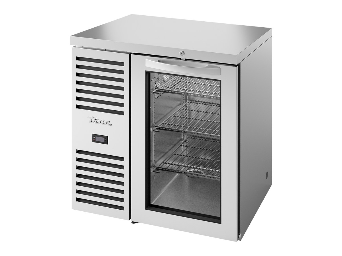 TRUE Reach-In Single Zone 1 Glass Swing Door Undercounter Refrigerator - Stainless - TBR32-RISZ1-L-S-G-2