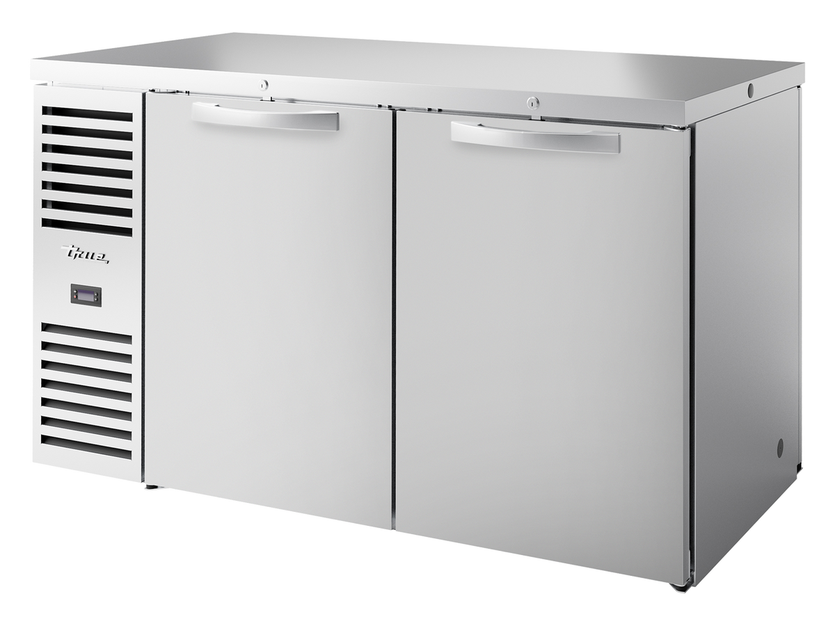 TRUE Pass-Thru Single Zone 2 Solid Swing Door Undercounter Refrigerator - Stainless - TBR60-PTSZ1-L-S-SS-SS-2