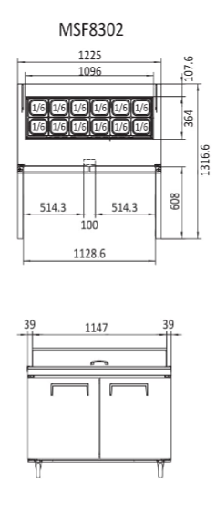 Atosa 2 Door Sandwich Prep Table Refrigerator 1530 Mm