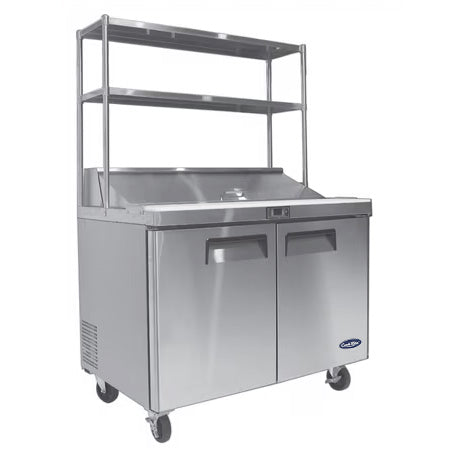 Atosa 2 Door Sandwich Prep Table Fridge With Over Shelf MSF8303OS