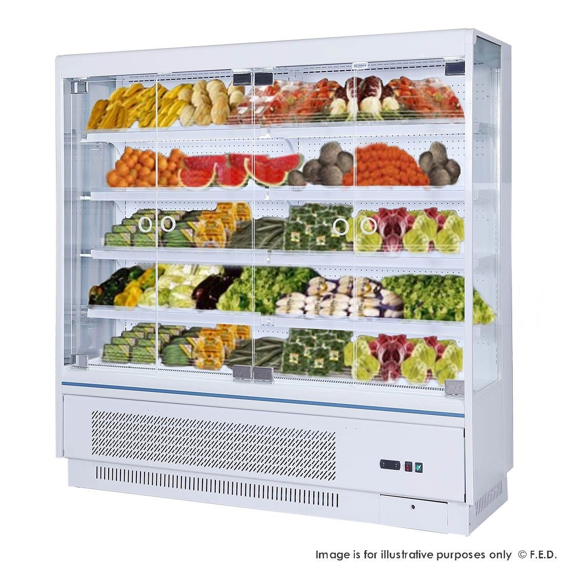 F.E.D Bonvue 4 Shelves Open Chiller With Tempered Glass Doors OD-2080P