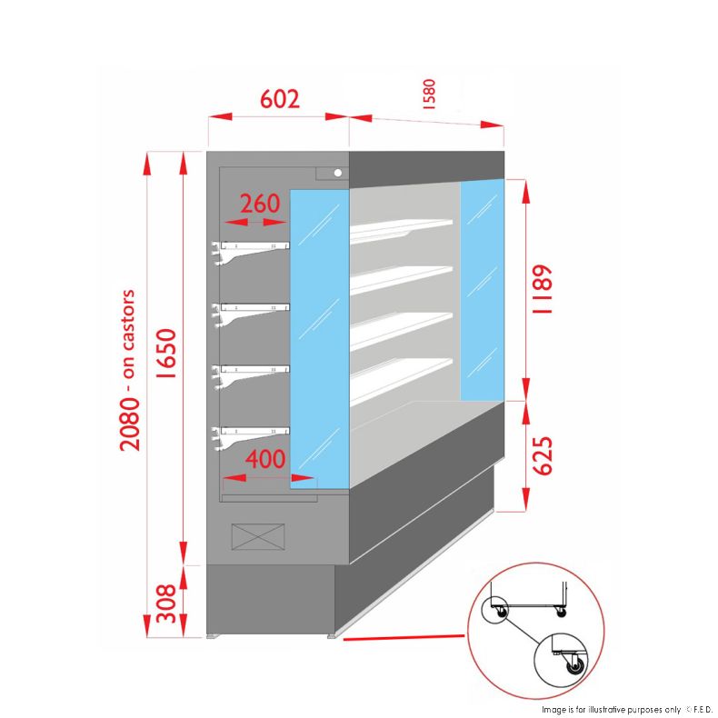 Ex-Showroom: Tecnodom Open Chiller with 4 Shelves TDVC60-CA-150-NSW1830