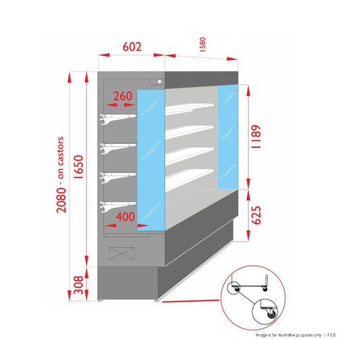 Ex-Showroom: Tecnodom Open Chiller with 4 Shelves TDVC60-CA-150-NSW1830