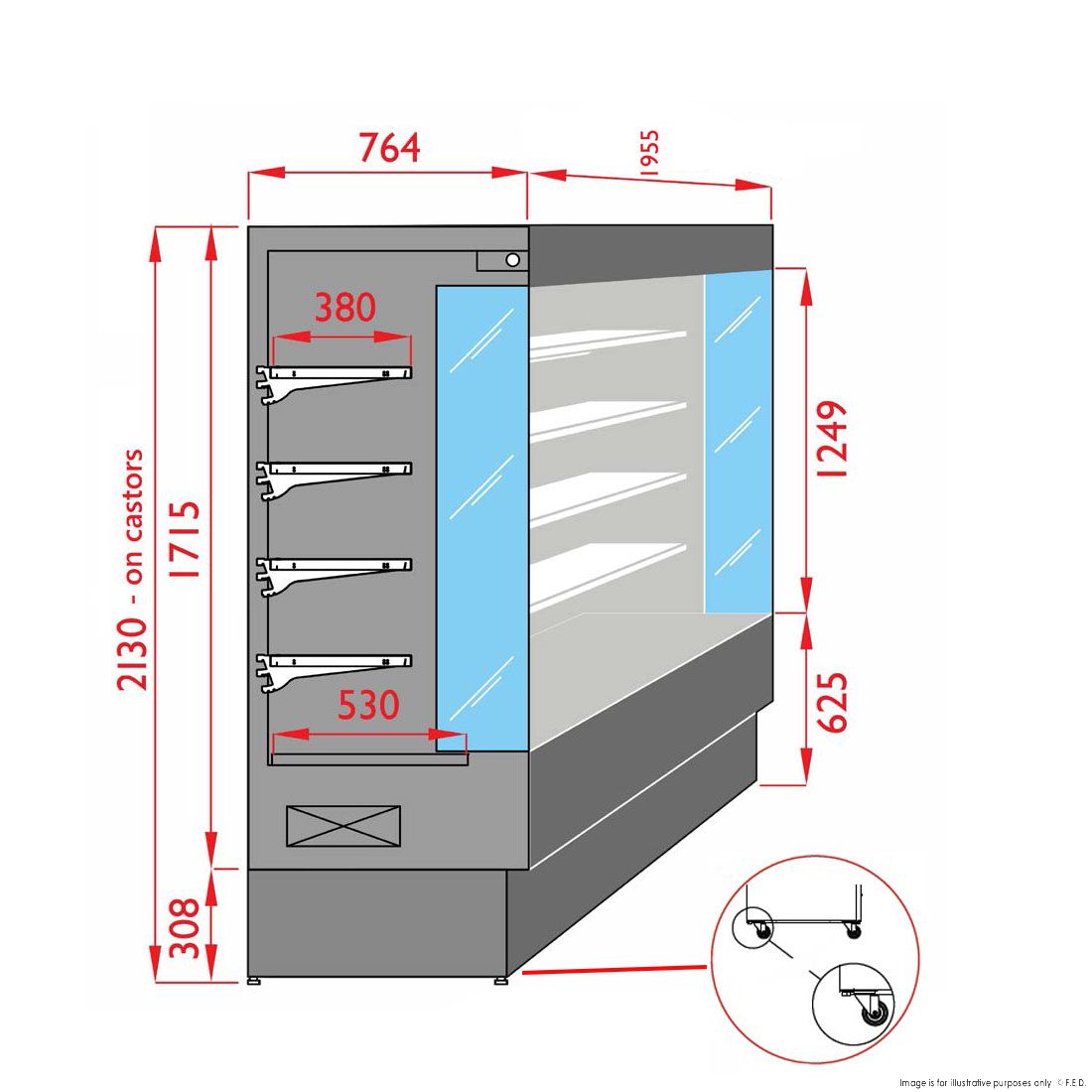 Tecnodom Open Chiller With 4 Shelves TDV80-CA-125
