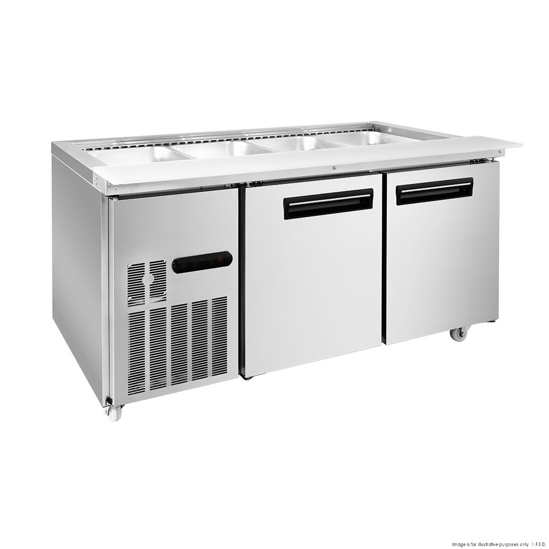 Thermaster Two Door Cold Bench Salad Station 4X1/1 GN Pans PG150FA-XB