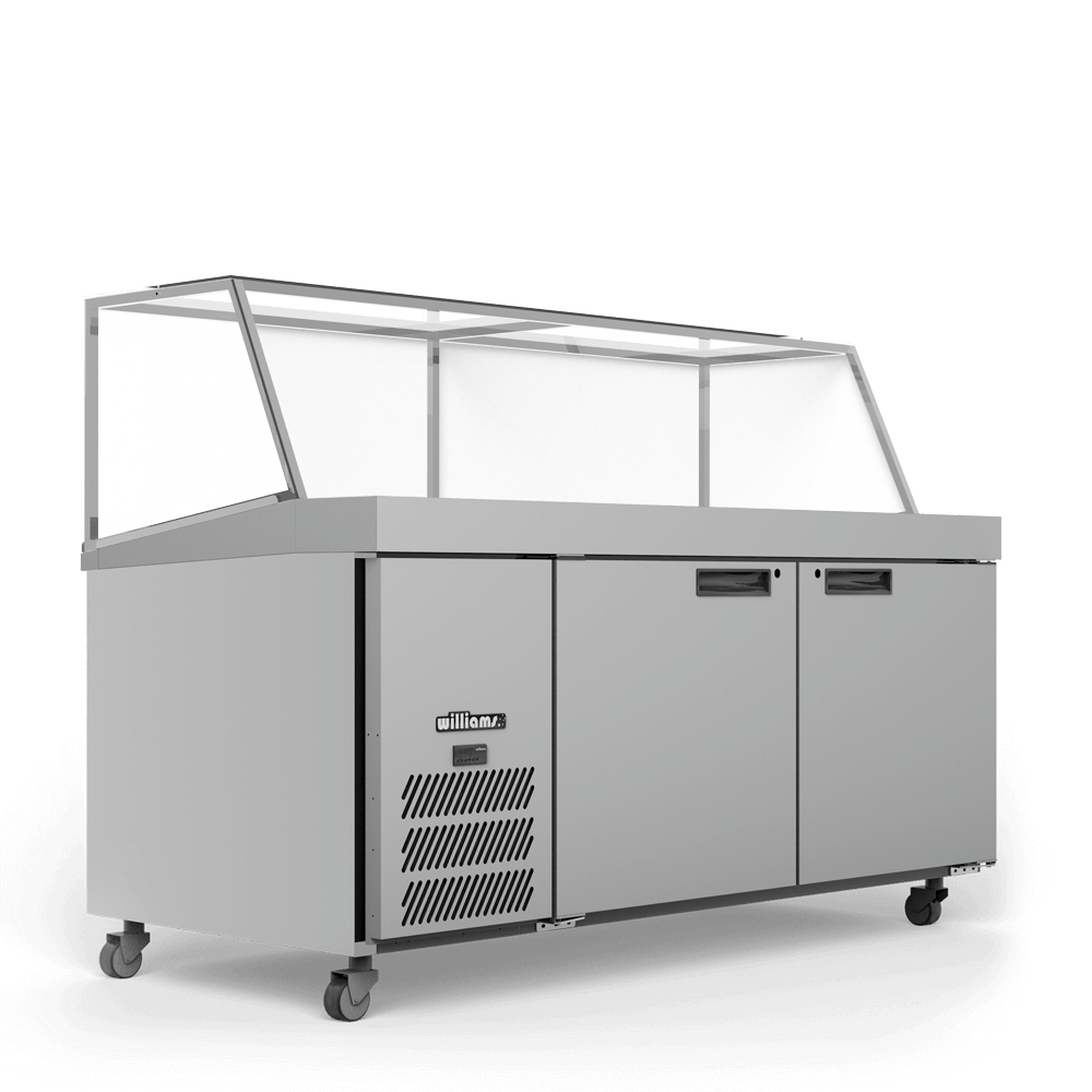 Williams Banksia - Two Door White Colorbond Prep Counter Fridge With Angled Blown Air Well HSP30UBA