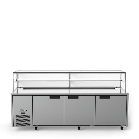 Williams Jade Sandwich - Three Door Stainless Steel Prep Counter Refrigerator With Blown Air Well - Without Canopy HJ3SCBASS-000-N