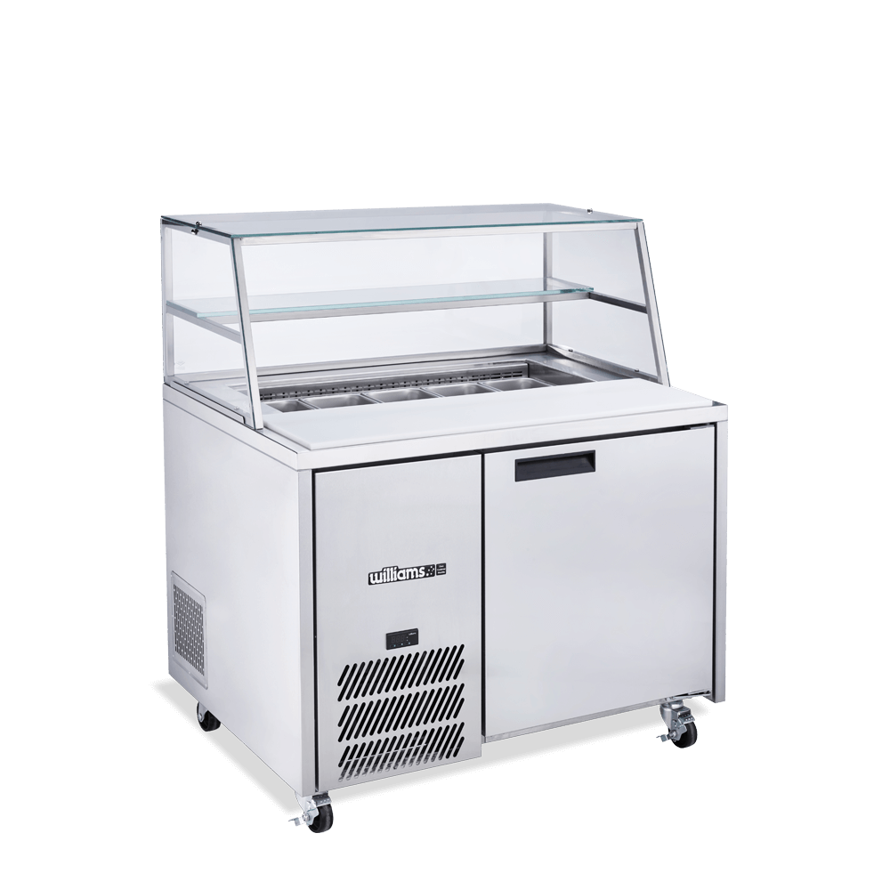 Williams Jade Sandwich - One Door White Colorbond Prep Counter Refrigerator With Blown Air Well - Without Canopy HJ1SCBA-000-N