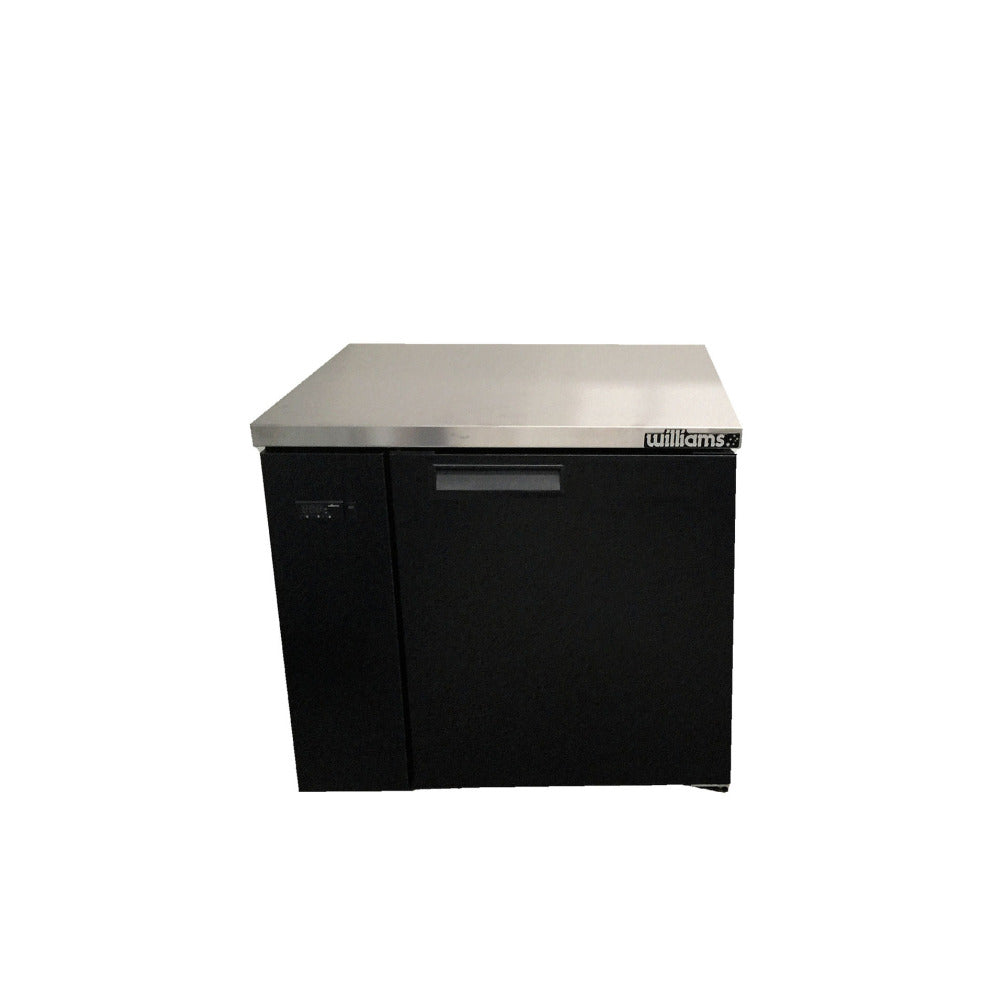 Williams Boronia - One Door Black Colorbond Remote Back Bar Counter Display Refrigerator HB1RSB