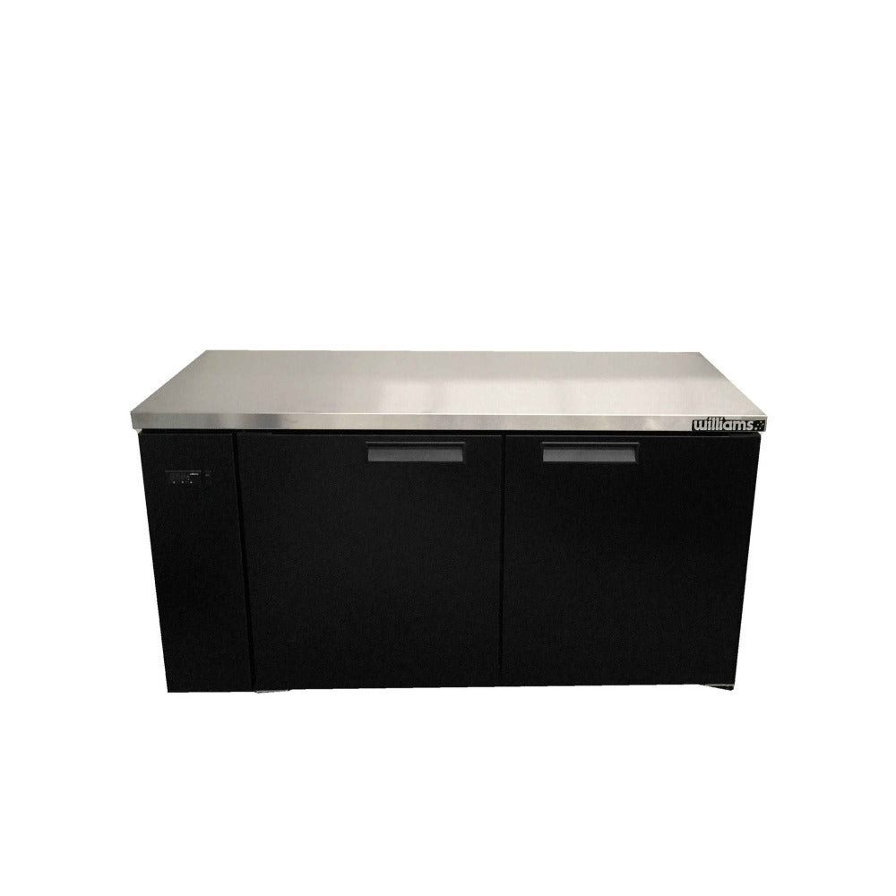 Williams Boronia - Two Door Black Colorbond Remote Back Bar Counter Display Refrigerator HB2RSB