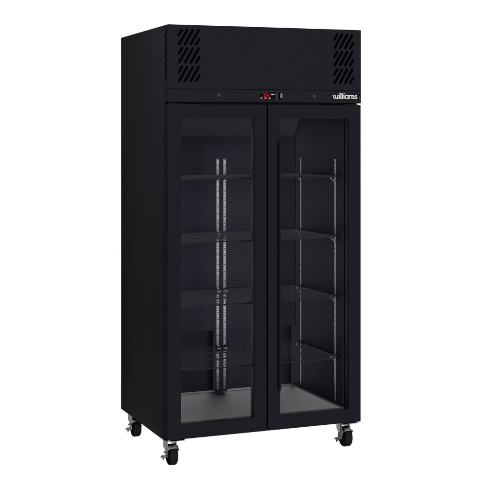 Williams Pearl - Slim Two Door Black Colorbond Upright Display Refrigerator HPR2GBHC