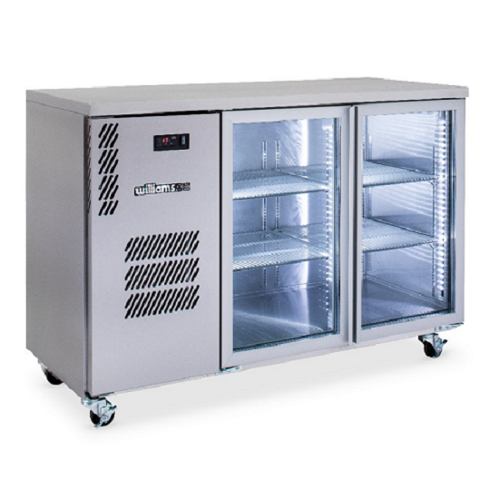 Williams Cameo 2 Glass Door Back Bar Fridge - Stainless Steel HC2UGSHC
