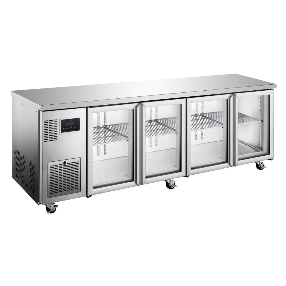 Williams Topaz Under Counter - Four Door Stainless Under Counter Glass Door Refrigerator HTU4GSHC