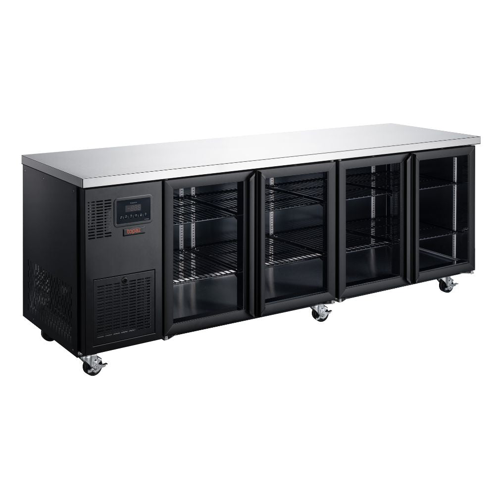 Williams Topaz Under Counter - Four Door Black Under Counter Glass Door Refrigerator HTU4GBHC