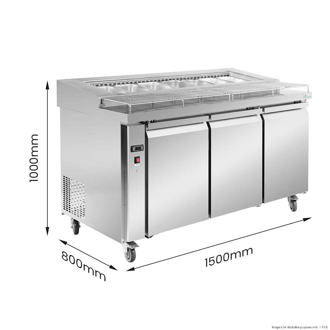 Thermaster Three Door Deluxe Pizza Prep Bench PWB150