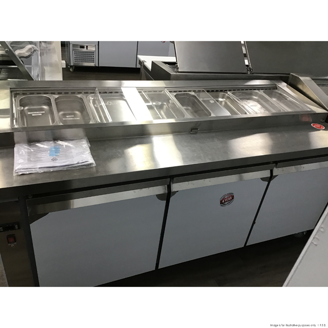 CLEARANCE - Thermaster Three door DELUXE Pizza Prep Bench - PWB200-VIC1062