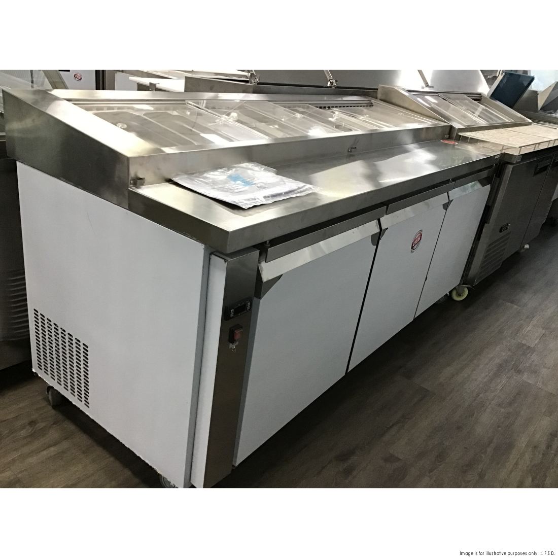 CLEARANCE - Thermaster Three door DELUXE Pizza Prep Bench - PWB200-VIC1062