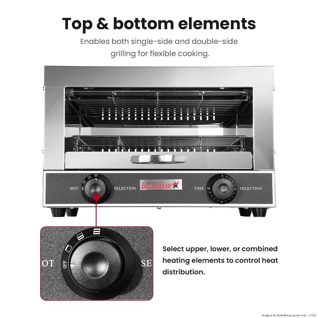 Benchstar Single Infrared Quartz Element Salamander Griller Toaster And Timer QT-1