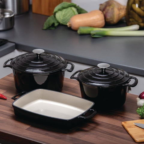 Vogue Cook Like A Pro 3-Piece Cast Iron Casserole Dish Set - SA620