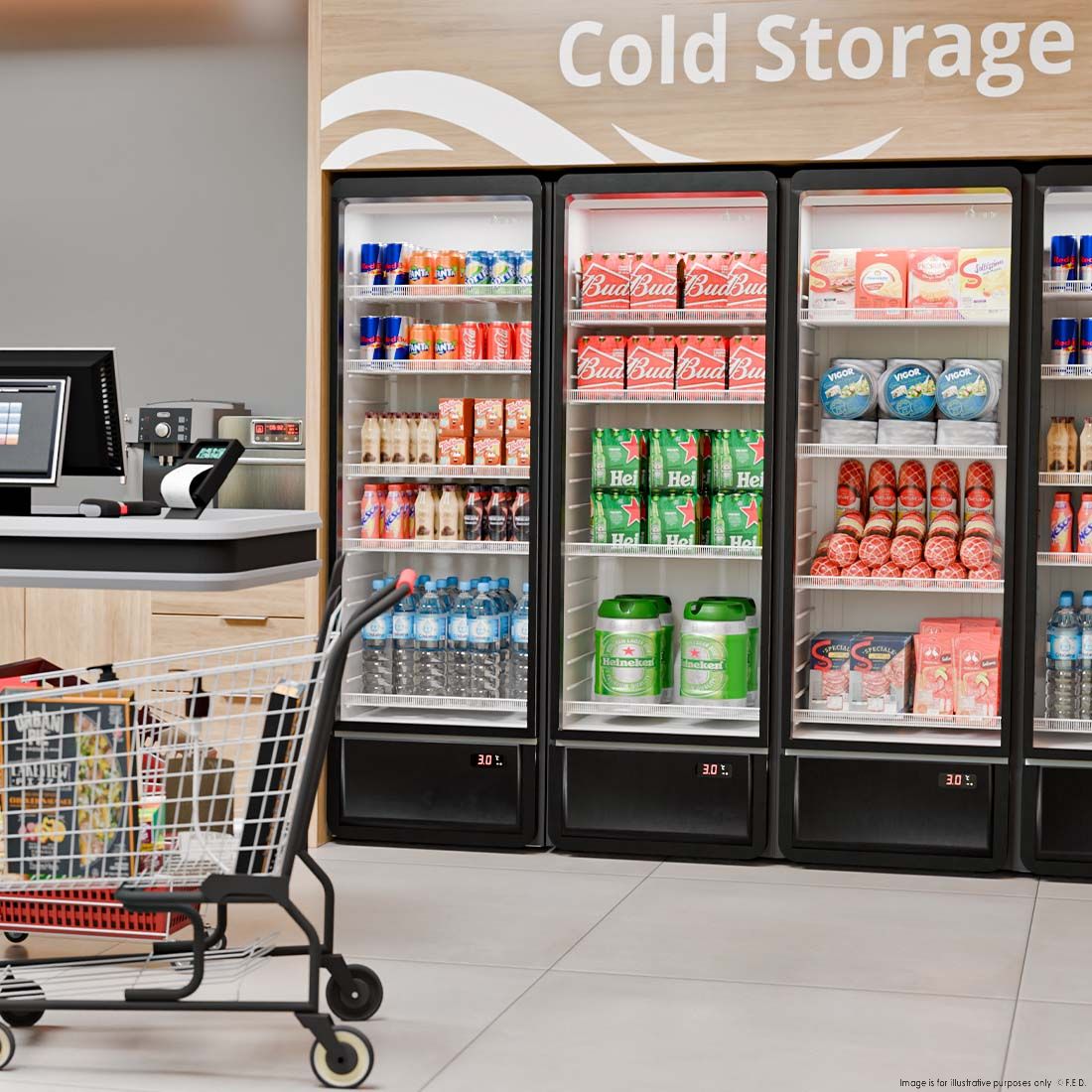 Thermaster Upright Glass Door Beverage Fridge SDC-258B