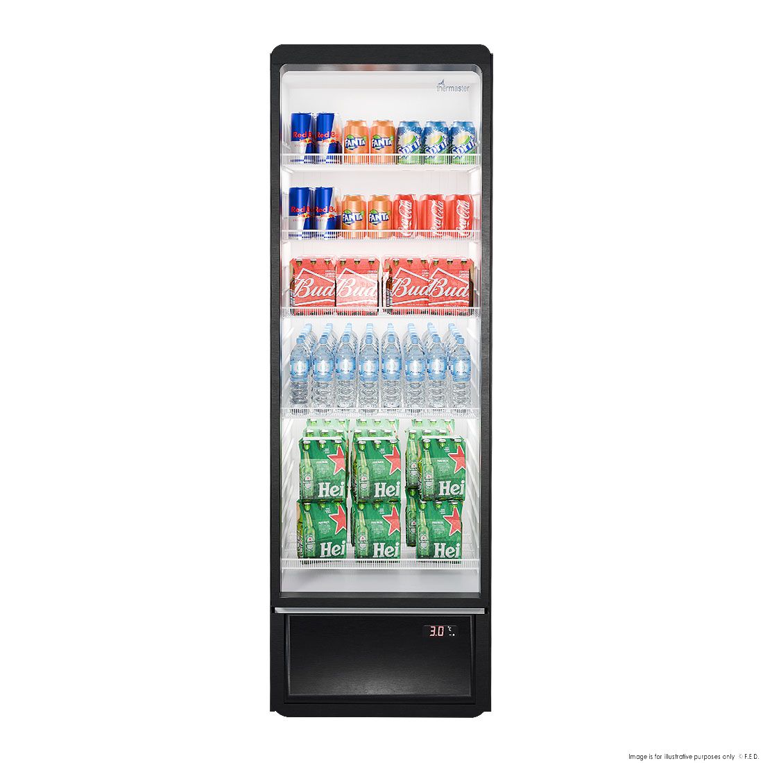 Thermaster Upright Glass Door Beverage Fridge SDC-258B