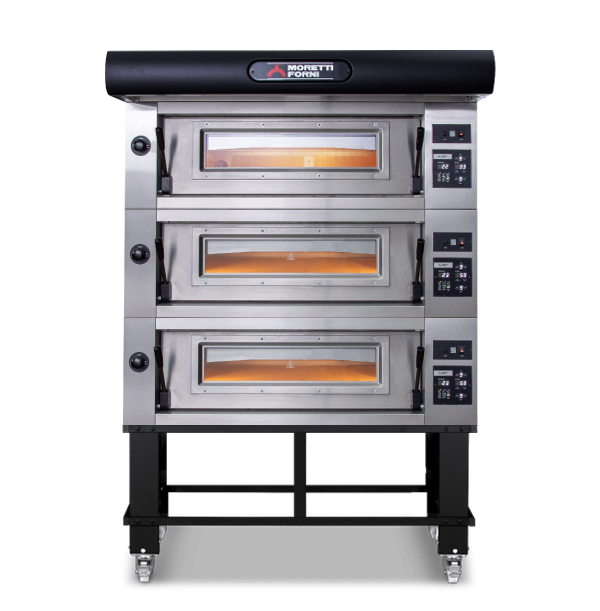 Moretti Forni Amalfi Triple Deck Oven on Stand - 18 x 35cm Pizza - Chamber Size 950w x 735d x 180h mm