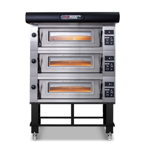 Moretti Forni Amalfi Triple Deck Oven on Stand - 18 x 35cm Pizza - Chamber Size 950w x 735d x 180h mm